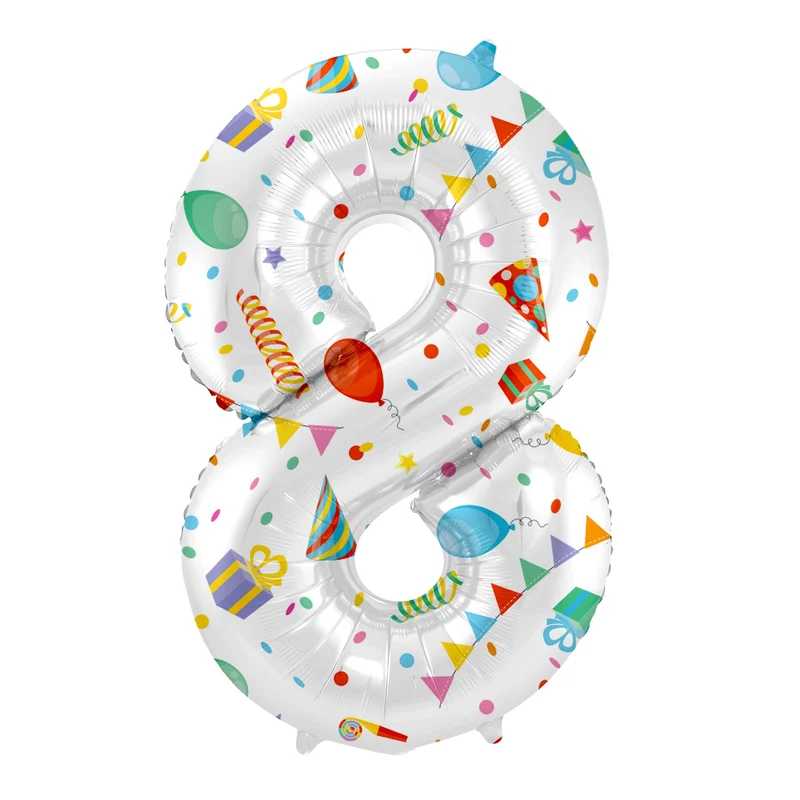 Folieballon Cijfer 8 Joyful Party - 86 cm