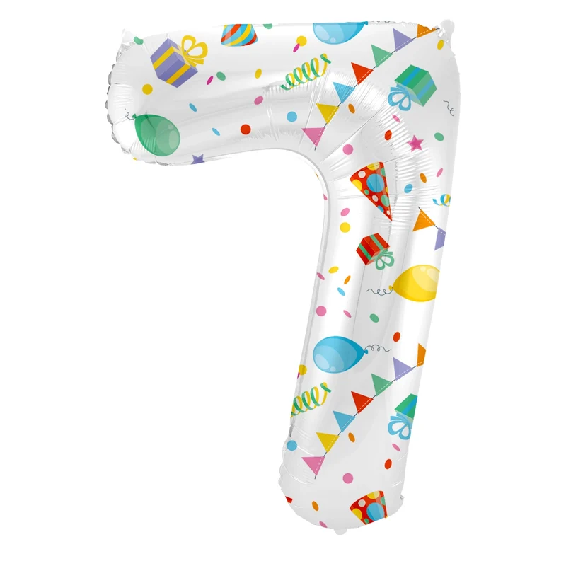 Folieballon Cijfer 7 Joyful Party - 86 cm