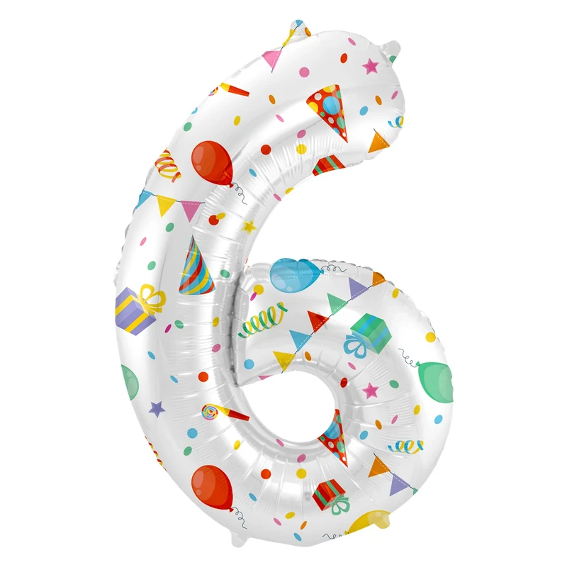 Folieballon Cijfer 6 Joyful Party - 86 cm