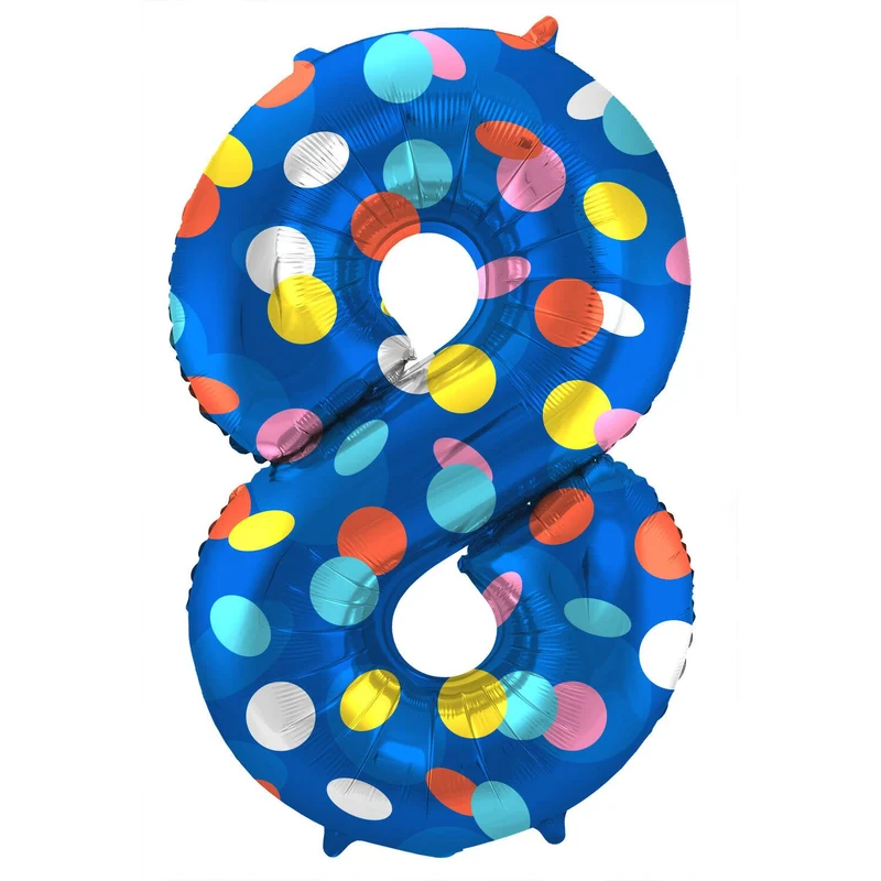 Folieballon '8' Kleurrijke Stippen