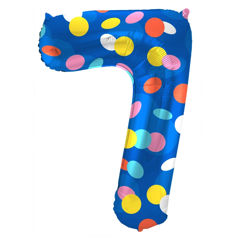 Folieballon '7' Kleurrijke Stippen