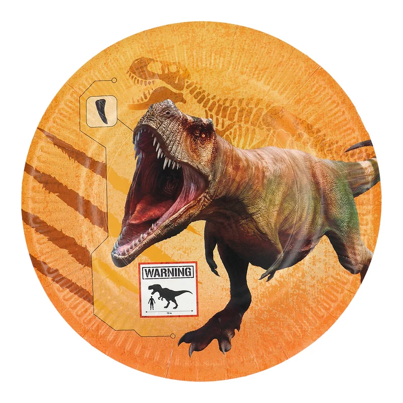 Set 8 papieren bordjes T-rex