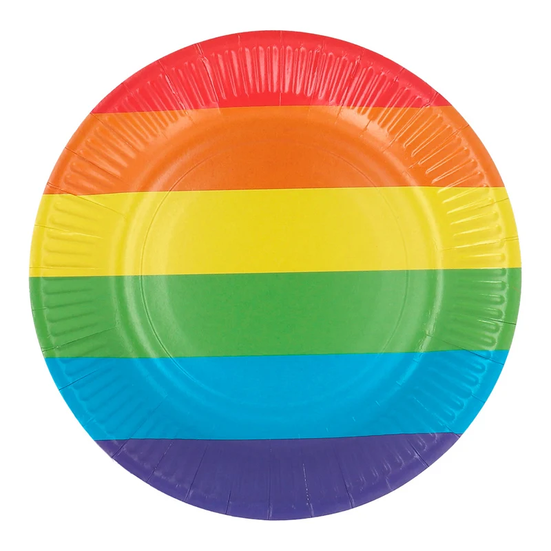 Set 8 papieren bordjes Regenboog