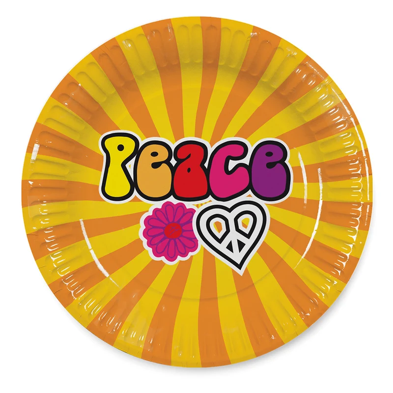 Set 8 papieren bordjes Hippie