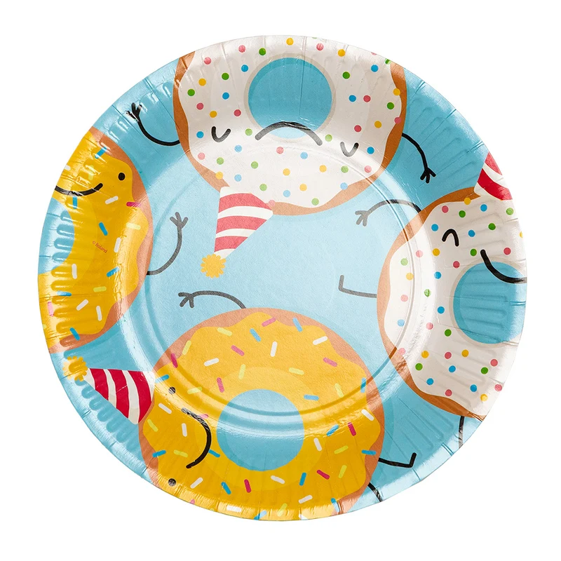 Set 8 papieren bordjes Donut