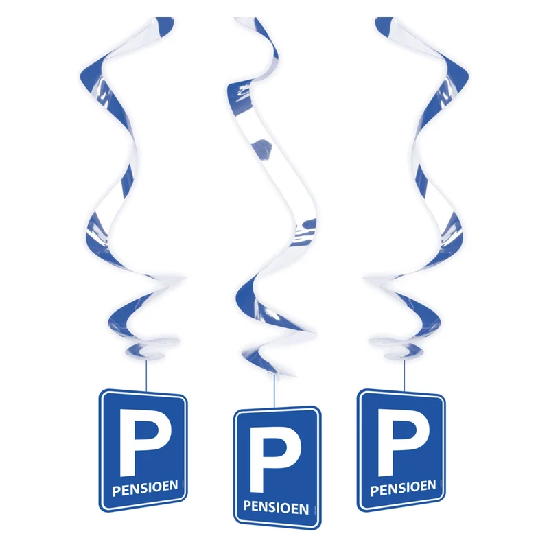 Pensioen Parkeerbord - Swirl decoratie - 3 stuks