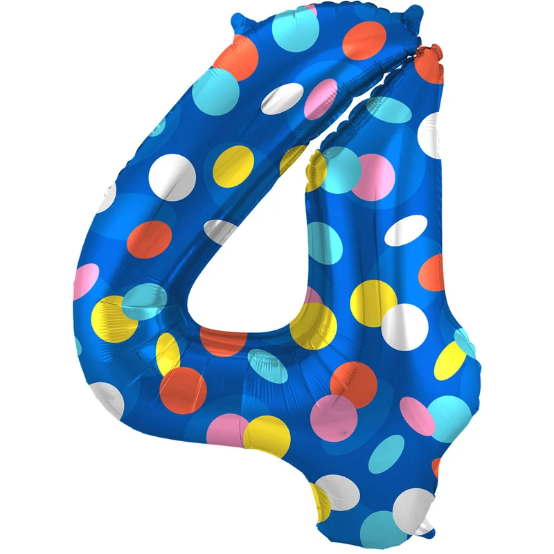 Folieballon '4' Kleurrijke Stippen