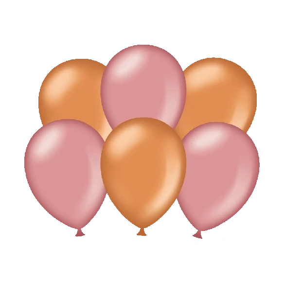chrome koper en metallic rose goud ballonnen - 6 stuks