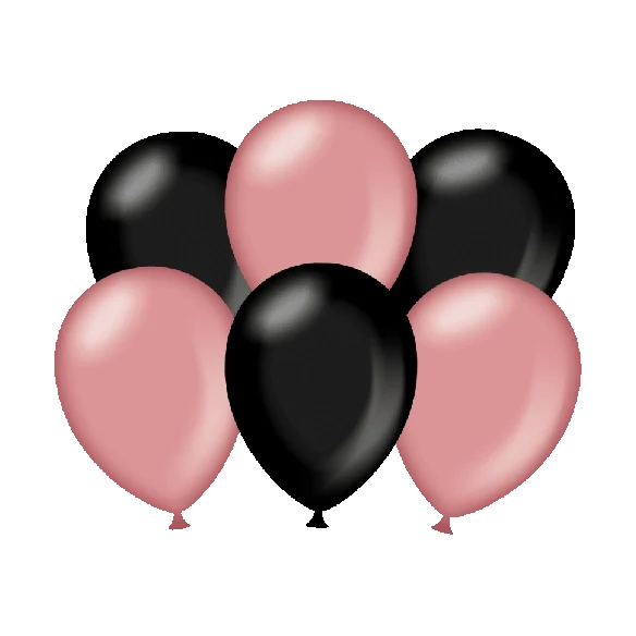 Metallic rose goud en zwarte ballonnen - 6 stuks