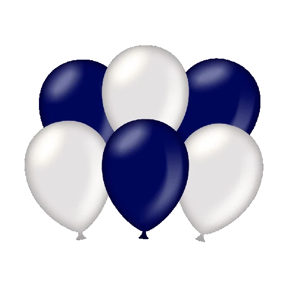 Metallic blauwe en zilveren ballonnen 6 stuks