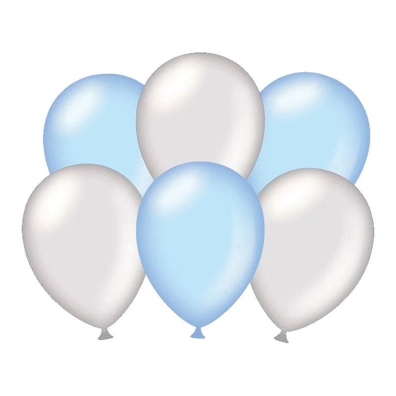 Metallic zilver en blauwe ballonnen, 6 stuks