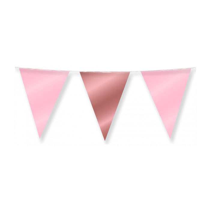 Vlaggenlijn Roze en Rose Goud metallic 10 meter