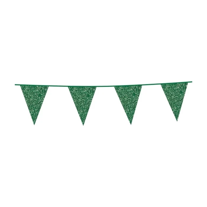 Glitter vlaggenlijn groen 6 meter