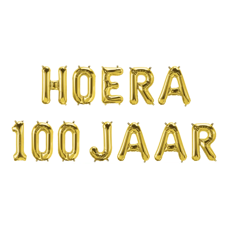 Hoera 100 jaar folieballonnen set goud 41cm