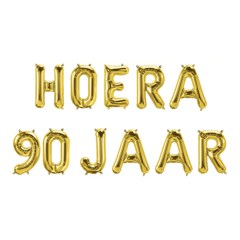 Hoera 90 jaar folieballonnen set goud 41cm