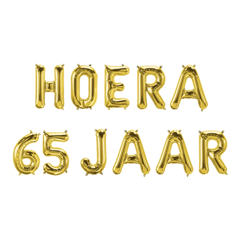 Hoera 65 jaar folieballonnen set goud 41cm