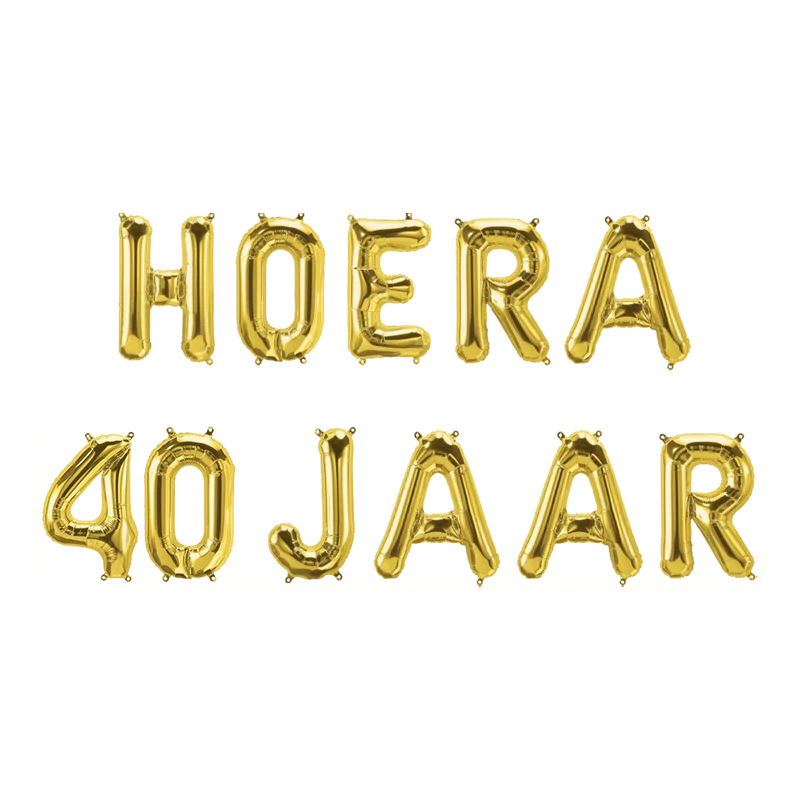 Hoera 40 jaar folieballonnen set goud 41cm