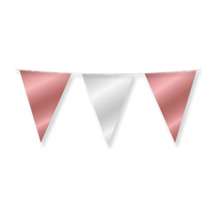 Vlaggenlijn Zilver en Rose Goud metallic 10 meter