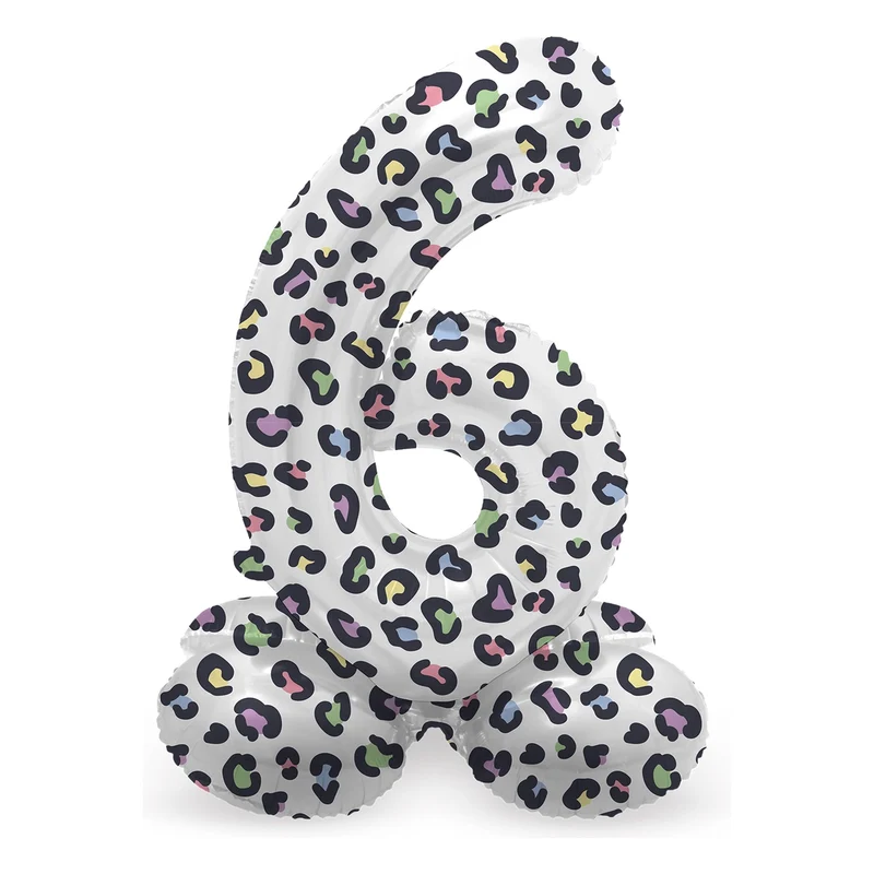 Staande Folieballon Cijfer 6 Bright Panther - 41 cm