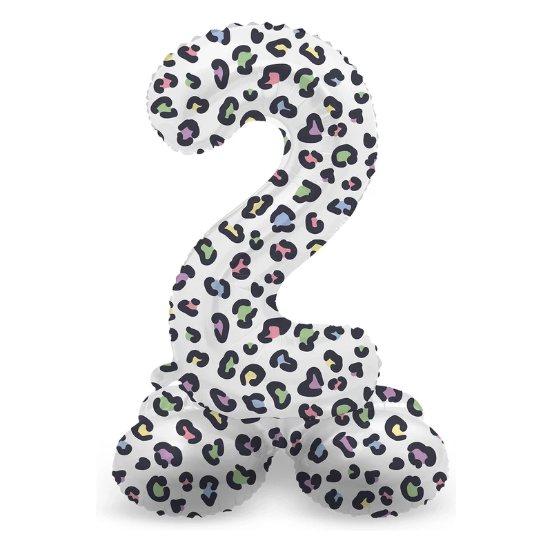 Staande Folieballon Cijfer 2 Bright Panther - 41 cm