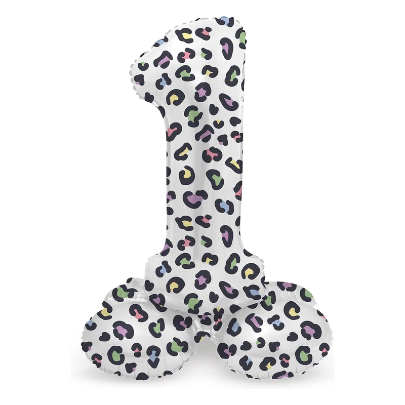 Staande Folieballon Cijfer 1 Bright Panther - 41 cm