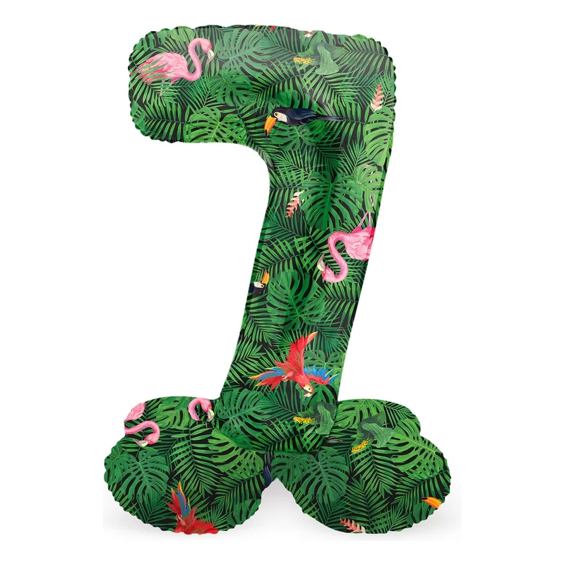 Staande Folieballon Cijfer 7 Jungle Vibe - 41 cm