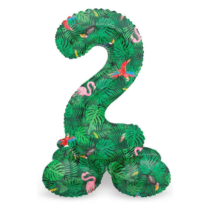 Staande Folieballon Cijfer 2 Jungle Vibe - 41 cm