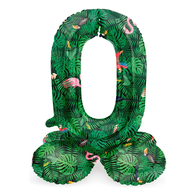 Staande Folieballon Cijfer 0 Jungle Vibe - 72 cm