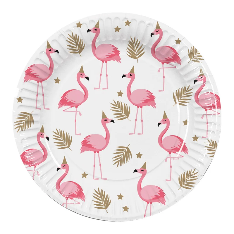 Set 10 papieren bordjes Flamingo