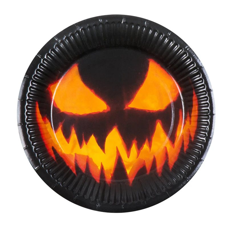 Set 10 papieren bordjes Creepy pumpkin