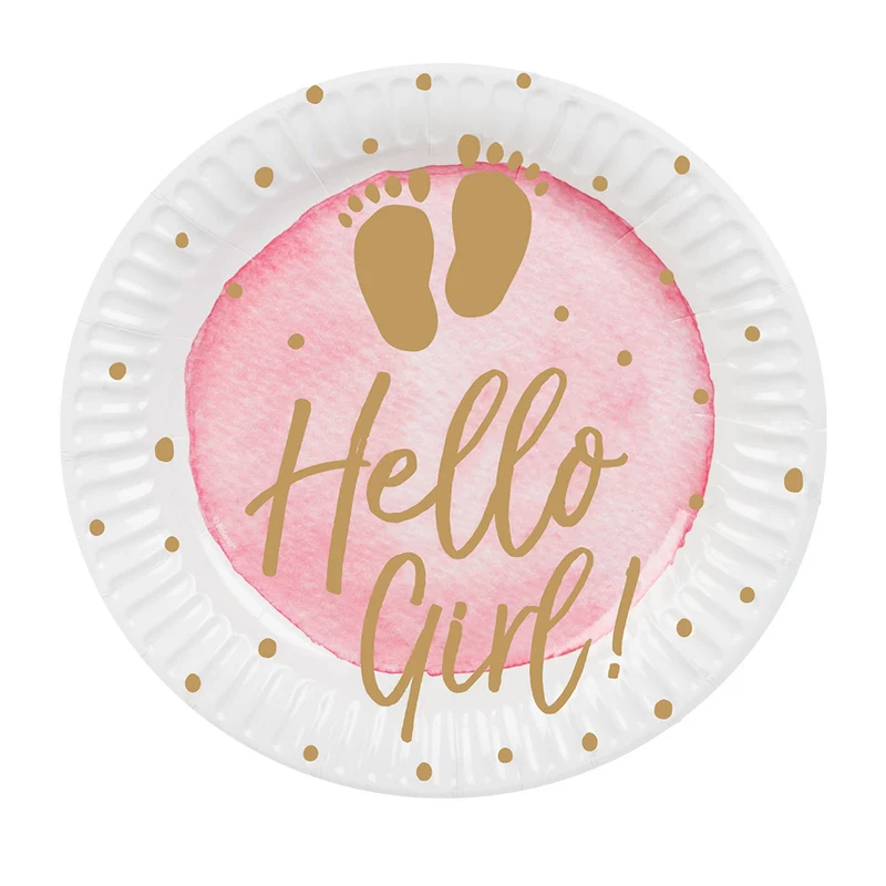 Set 10 papieren bordjes 'Hello girl!'