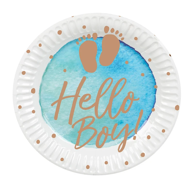Set 10 papieren bordjes 'Hello boy!'