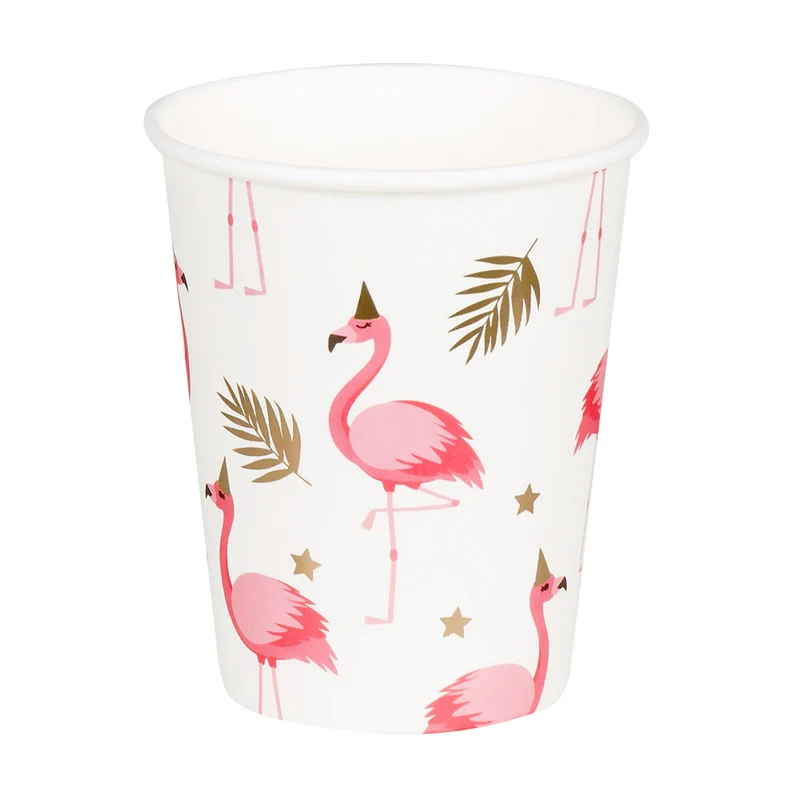 Set 10 papieren bekertjes Flamingo