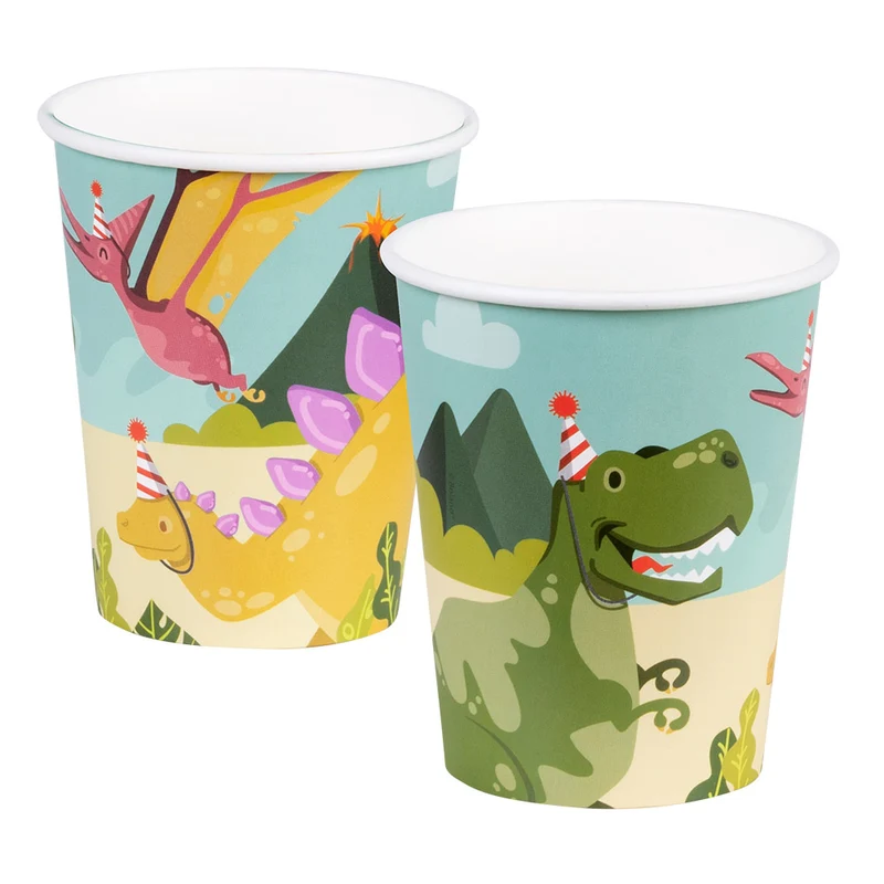 Set 10 papieren bekertjes Dino party