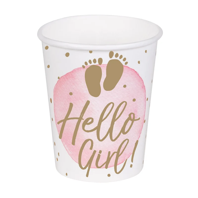 Set 10 papieren bekertjes 'Hello girl!'