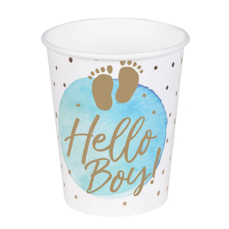 Set 10 papieren bekertjes 'Hello boy!'