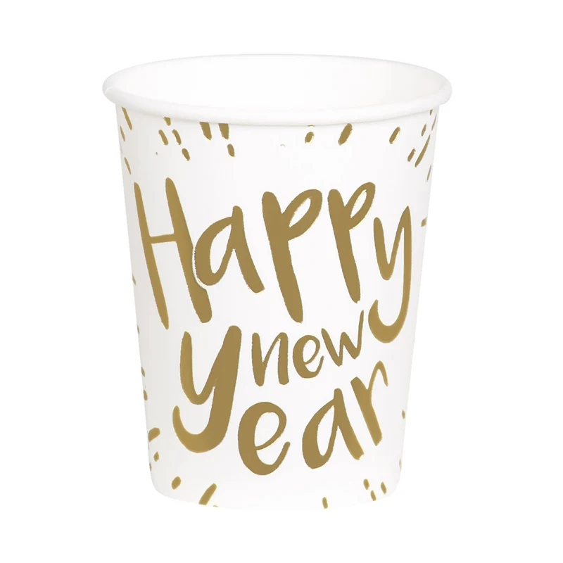 Set 10 papieren bekertjes 'Happy new year'