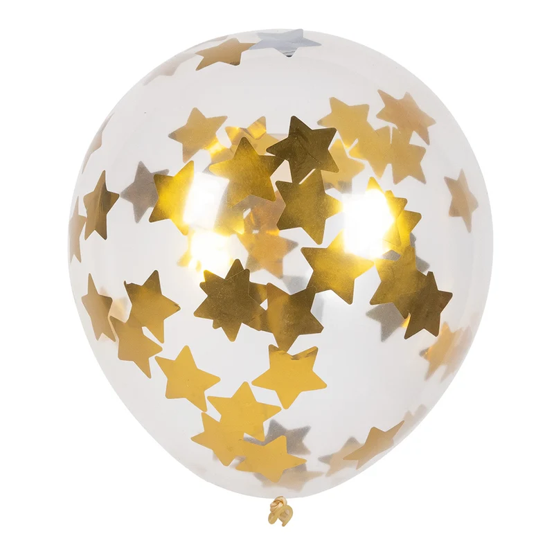 Set 5 confettiballonnen Sterren goud