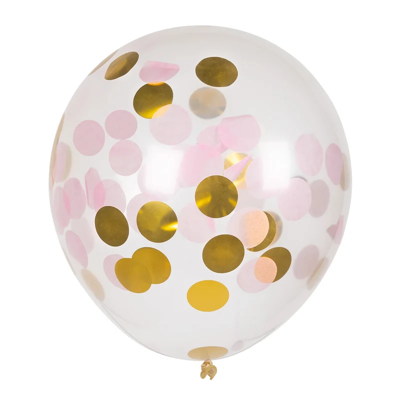 Set 5 confettiballonnen roze/goud
