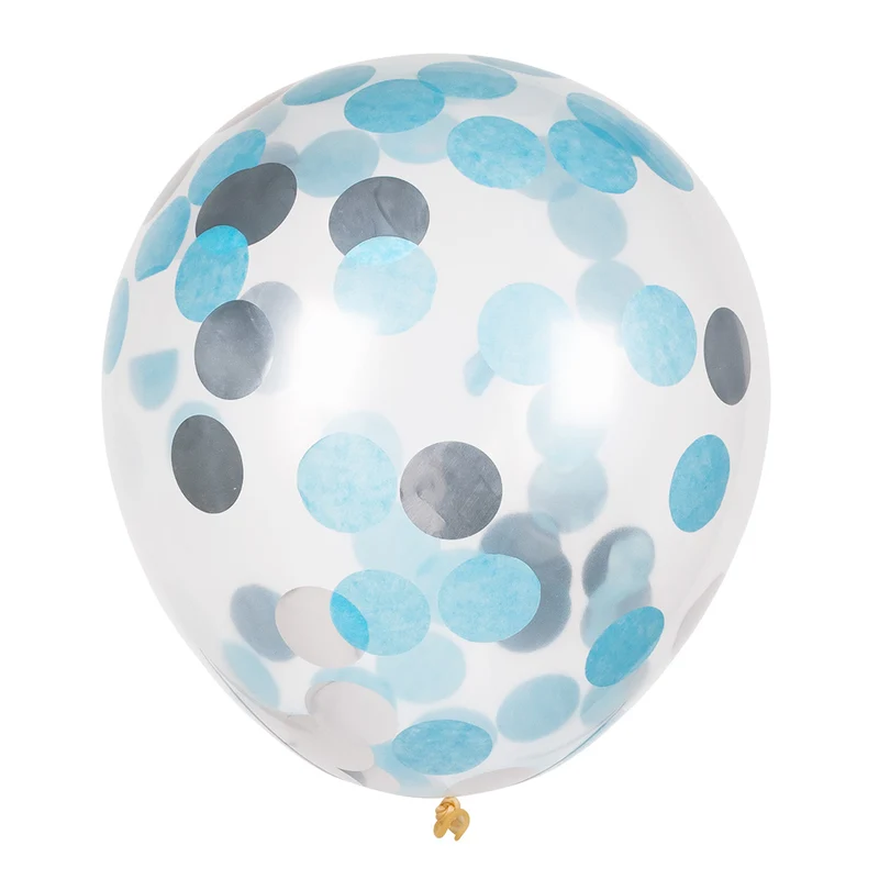 Set 5 confettiballonnen blauw/zilver