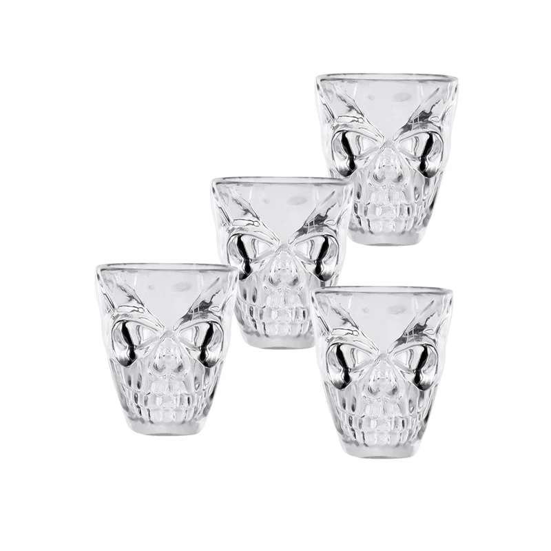 Set 4 plastic shotglaasjes Schedel