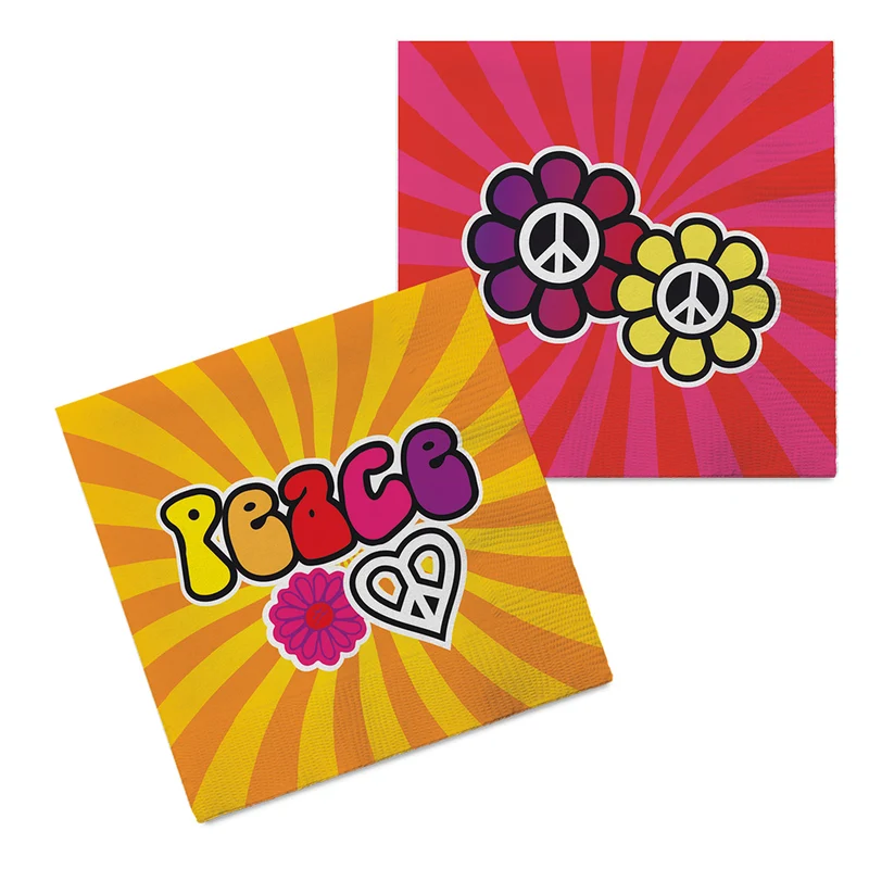 Set 20 papieren servetten Hippie