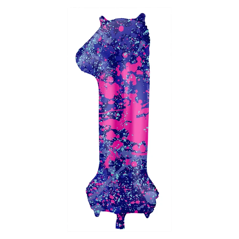Folieballon Cijfer 1 Paint Splash - 86 cm