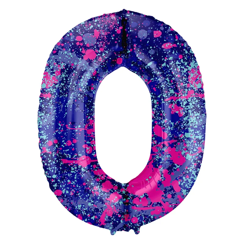 Folieballon Cijfer 0 Paint Splash - 86 cm