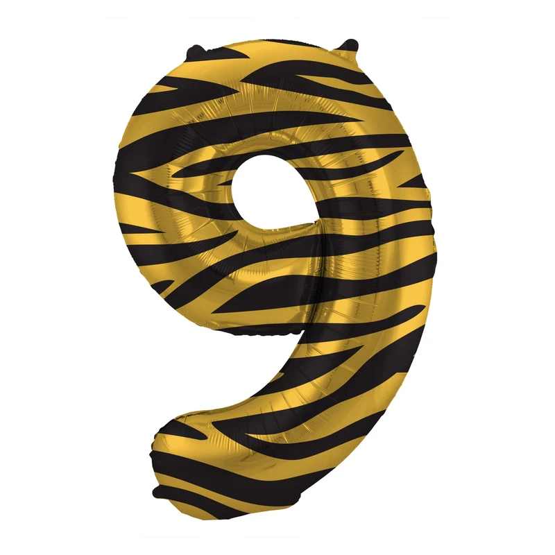 Folieballon Cijfer 9 Tiger Chic - 86 cm