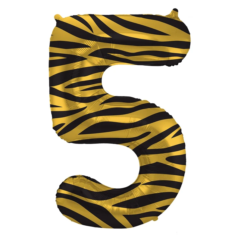 Folieballon Cijfer 5 Tiger Chic - 86 cm