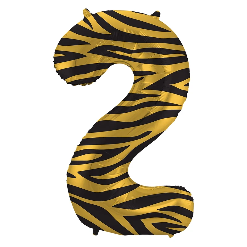 Folieballon Cijfer 2 Tiger Chic - 86 cm