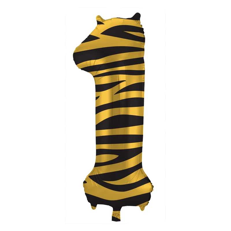 Folieballon Cijfer 1 Tiger Chic - 86 cm