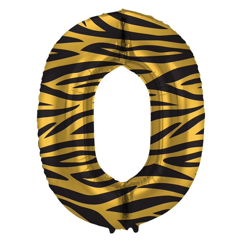 Folieballon Cijfer 0 Tiger Chic - 86 cm