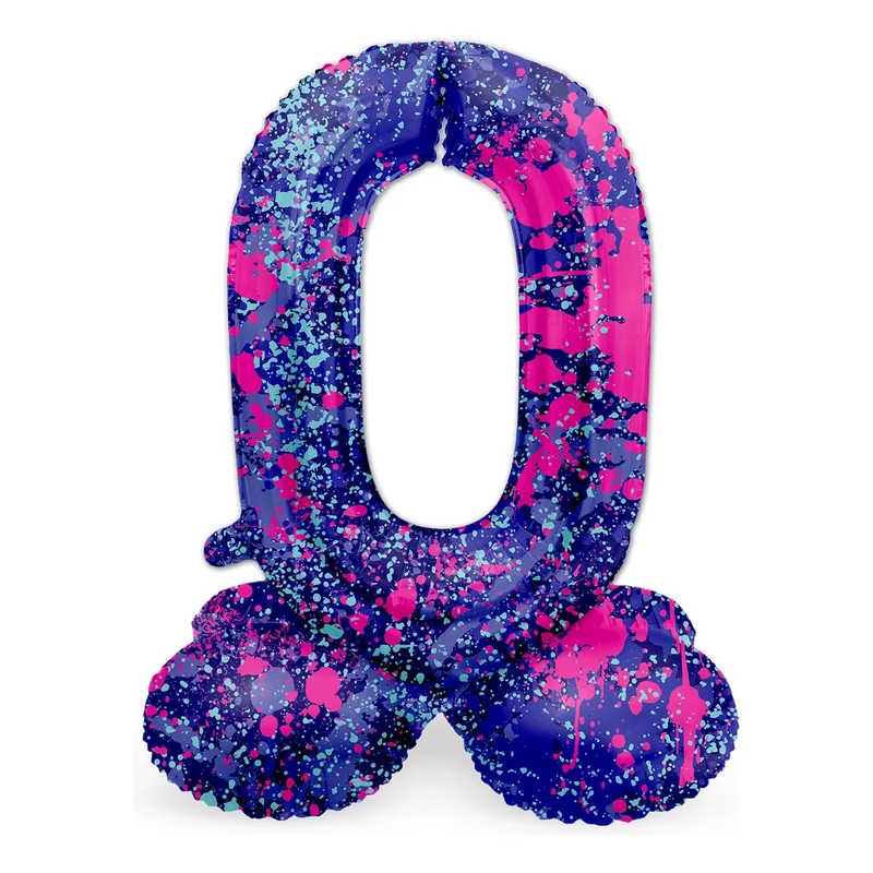 Staande Folieballon Cijfer 0 Paint Splash - 41 cm